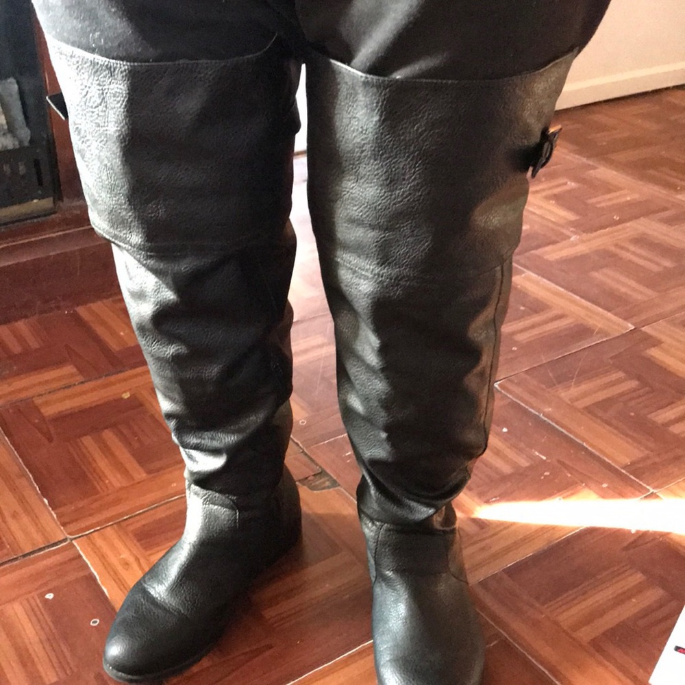 Torrid black faux leather over the knee high boots